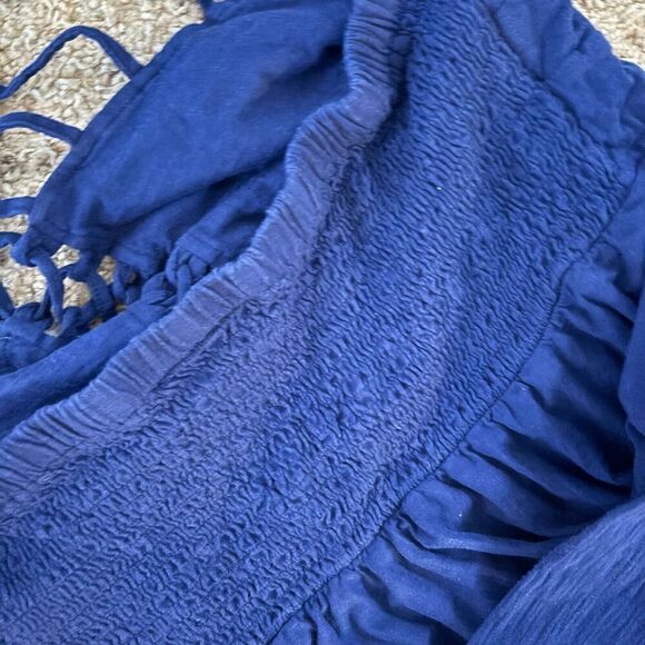 City Chic Plait Detail Maxi Dress Royal Blue Cotton Sz 20 Pleated Cage Halter - Picture 7 of 8